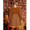 Arshiner Toddler Tutu Dress Little Girls Fall Winter Long Sleeve Holiday Party Tulle Dresses 3-8Y(Light Brown)