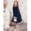 Arshiner Toddler Tutu Dress Little Girls Fall Winter Long Sleeve Holiday Party Tulle Dresses 3-8Y(Navy Blue)