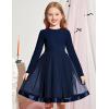 Arshiner Toddler Tutu Dress Little Girls Fall Winter Long Sleeve Holiday Party Tulle Dresses 3-8Y(Navy Blue)