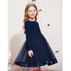Arshiner Toddler Tutu Dress Little Girls Fall Winter Long Sleeve Holiday Party Tulle Dresses 3-8Y(Navy Blue)