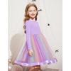 Arshiner Toddler Tutu Dress Little Girls Fall Winter Long Sleeve Holiday Party Tulle Dresses 3-8Y(Purple Rainbow)