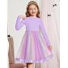 Arshiner Toddler Tutu Dress Little Girls Fall Winter Long Sleeve Holiday Party Tulle Dresses 3-8Y(Purple Rainbow)