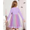 Arshiner Toddler Tutu Dress Little Girls Fall Winter Long Sleeve Holiday Party Tulle Dresses 3-8Y(Purple Rainbow)