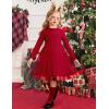 Arshiner Toddler Tutu Dress Little Girls Fall Winter Long Sleeve Holiday Party Tulle Dresses 3-8Y(Red)