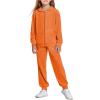 Arshiner 2 Piece Outfits for Girls Velour Tracksuit Hoodie and Jogger Set Sweatsuit Athletic Clothes Sets(Orange)