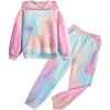 Arshiner 2 Pieces Girls Outfits Tie Dye Sweatsuits Pant Set Long Sleeve Athletic Sweatshirts and Sweatpants with Pockets(A-tie Dye)