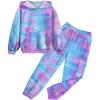 Arshiner 2 Pieces Girls Outfits Tie Dye Sweatsuits Pant Set Long Sleeve Athletic Sweatshirts and Sweatpants with Pockets(B-tie Dye)