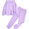 Arshiner 2 Pieces Girls Outfits Tie Dye Sweatsuits Pant Set Long Sleeve Athletic Sweatshirts and Sweatpants with Pockets(Lavender)