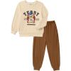 Arshiner Boys Camo Clothes 2 Piece Graphic Printed Sweatshirt and Pants Outfit Fall Winter Clothing Set 5-13 Years(A-beige & Brown)