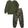 Arshiner Boys Camo Clothes 2 Piece Graphic Printed Sweatshirt and Pants Outfit Fall Winter Clothing Set 5-13 Years(Army Green & Camo)