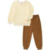 Arshiner Boys Camo Clothes 2 Piece Graphic Printed Sweatshirt and Pants Outfit Fall Winter Clothing Set 5-13 Years(Beige & Brown)