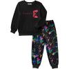 Arshiner Boys Camo Clothes 2 Piece Graphic Printed Sweatshirt and Pants Outfit Fall Winter Clothing Set 5-13 Years(Black & Tie-dye)