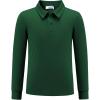 Arshiner Boys Long Sleeve Polo Shirt Performance School Uniform Pique Button Closure Shirt Size 5-12 Years(Bright Green)