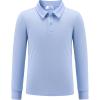 Arshiner Boys Long Sleeve Polo Shirt Performance School Uniform Pique Button Closure Shirt Size 5-12 Years(Light Blue)