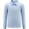 Arshiner Boys Long Sleeve Polo Shirt Performance School Uniform Pique Button Closure Shirt Size 5-12 Years(Light Blue and Black Print)