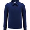 Arshiner Boys Long Sleeve Polo Shirt Performance School Uniform Pique Button Closure Shirt Size 5-12 Years(Navy Blue)