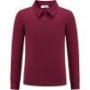 Arshiner Boys Long Sleeve Polo Shirt Performance School Uniform Pique Button Closure Shirt Size 5-12 Years(Red)