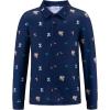 Arshiner Boys Long Sleeve Polo Shirt Performance School Uniform Pique Button Closure Shirt Size 5-12 Years(Teddy Bear – Navy Blue With Green Khaki)