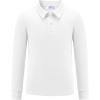 Arshiner Boys Long Sleeve Polo Shirt Performance School Uniform Pique Button Closure Shirt Size 5-12 Years(White)