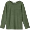 Arshiner Boys Long Sleeve Shirts Casual Crewneck T Shirt Solid Tees Tops with Chest Pocket for Kids 5-12 Years(Army Green)