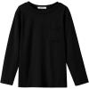 Arshiner Boys Long Sleeve Shirts Casual Crewneck T Shirt Solid Tees Tops with Chest Pocket for Kids 5-12 Years(Black)