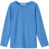 Arshiner Boys Long Sleeve Shirts Casual Crewneck T Shirt Solid Tees Tops with Chest Pocket for Kids 5-12 Years(Blue)