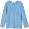Arshiner Boys Long Sleeve Shirts Casual Crewneck T Shirt Solid Tees Tops with Chest Pocket for Kids 5-12 Years(Light Blue)