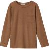 Arshiner Boys Long Sleeve Shirts Casual Crewneck T Shirt Solid Tees Tops with Chest Pocket for Kids 5-12 Years(Light Brown)