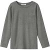 Arshiner Boys Long Sleeve Shirts Casual Crewneck T Shirt Solid Tees Tops with Chest Pocket for Kids 5-12 Years(Light Gray)