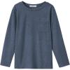 Arshiner Boys Long Sleeve Shirts Casual Crewneck T Shirt Solid Tees Tops with Chest Pocket for Kids 5-12 Years(Navy Blue)