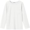 Arshiner Boys Long Sleeve Shirts Casual Crewneck T Shirt Solid Tees Tops with Chest Pocket for Kids 5-12 Years(White)