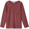 Arshiner Boys Long Sleeve Shirts Casual Crewneck T Shirt Solid Tees Tops with Chest Pocket for Kids 5-12 Years(Wine Red)