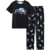 Arshiner Boys Pajamas Short Sleeve and Long Pants 2 Piece Pajama Set for Boys 6-14 Years(Black-truck)