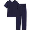 Arshiner Boys Pajamas Short Sleeve and Long Pants 2 Piece Pajama Set for Boys 6-14 Years(Navy Blue)