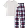 Arshiner Boys Pajamas Short Sleeve and Long Pants 2 Piece Pajama Set for Boys 6-14 Years(Red Check)