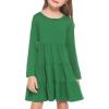 Arshiner Girl Long Sleeve Dress Tiered Ruffle Swing Tunic Shirt Dress(Green)