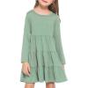 Arshiner Girl Long Sleeve Dress Tiered Ruffle Swing Tunic Shirt Dress(Mint Green)
