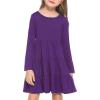 Arshiner Girl Long Sleeve Dress Tiered Ruffle Swing Tunic Shirt Dress(Purple)