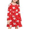 Arshiner Girl Long Sleeve Dress Tiered Ruffle Swing Tunic Shirt Dress(Santa)
