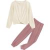 Arshiner Girls 2 Piece Outfits Fashion Twist Front Tracksuit Long Sleeve Pullover Sweatshirt Sweatpants Jogger set Sweatsuit(Beige & Brown)
