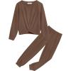 Arshiner Girls 2 Piece Outfits Fashion Twist Front Tracksuit Long Sleeve Pullover Sweatshirt Sweatpants Jogger set Sweatsuit(Brown)