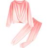 Arshiner Girls 2 Piece Outfits Fashion Twist Front Tracksuit Long Sleeve Pullover Sweatshirt Sweatpants Jogger set Sweatsuit(Coral White)
