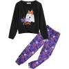 Arshiner Girls 2 Piece Outfits Fashion Twist Front Tracksuit Long Sleeve Pullover Sweatshirt Sweatpants Jogger set Sweatsuit(Purple Halloween)