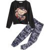 Arshiner Girls 2 Piece Outfits Fashion Twist Front Tracksuit Long Sleeve Pullover Sweatshirt Sweatpants Jogger set Sweatsuit(Teddy-camouflage)
