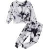 Arshiner Girls 2 Piece Outfits Fashion Twist Front Tracksuit Long Sleeve Pullover Sweatshirt Sweatpants Jogger set Sweatsuit(Tie Dye_black White)