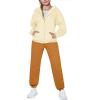 Arshiner Girls 2 Piece Outfits Jogger Sets Zip Up Hoodie Sweatshirts and Sweatpants with Pockets Tracksuits Sweatsuits(Beige&pink)