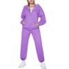 Arshiner Girls 2 Piece Outfits Jogger Sets Zip Up Hoodie Sweatshirts and Sweatpants with Pockets Tracksuits Sweatsuits(Purple)
