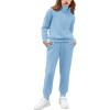 Arshiner Girls 2 Piece Outfits Sweatsuit Set Half Zip Lapel Collar Long Sleeve Sweatshirt Sweatpant Tracksuit Sets(Blue)