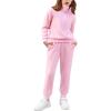 Arshiner Girls 2 Piece Outfits Sweatsuit Set Half Zip Lapel Collar Long Sleeve Sweatshirt Sweatpant Tracksuit Sets(Dark Pink)