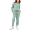 Arshiner Girls 2 Piece Outfits Sweatsuit Set Half Zip Lapel Collar Long Sleeve Sweatshirt Sweatpant Tracksuit Sets(Ice Green)